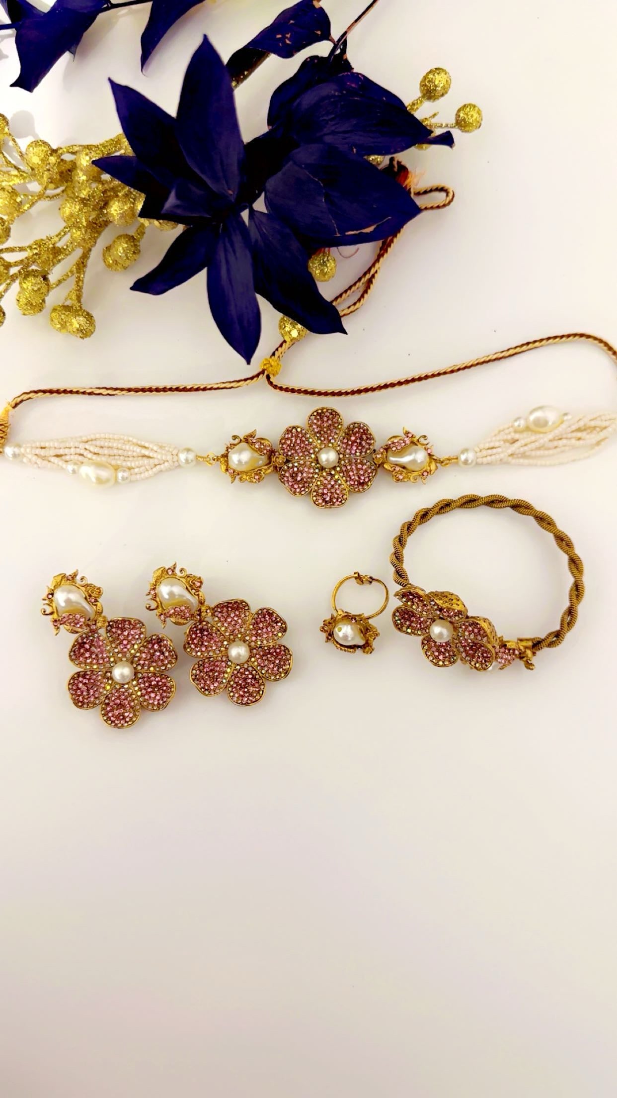 Turkish pink choker combo set