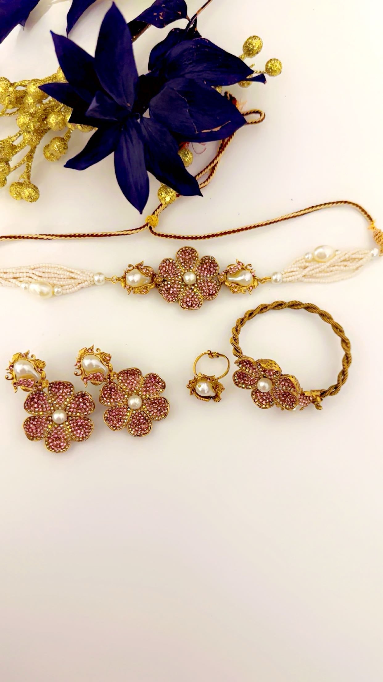 Turkish pink choker combo set