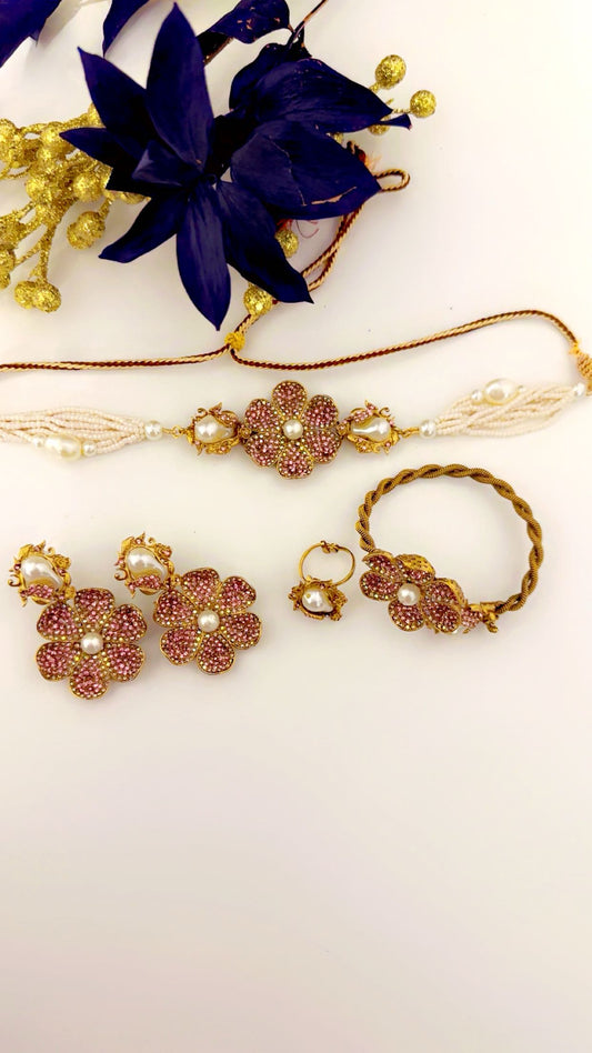 Turkish pink choker combo set