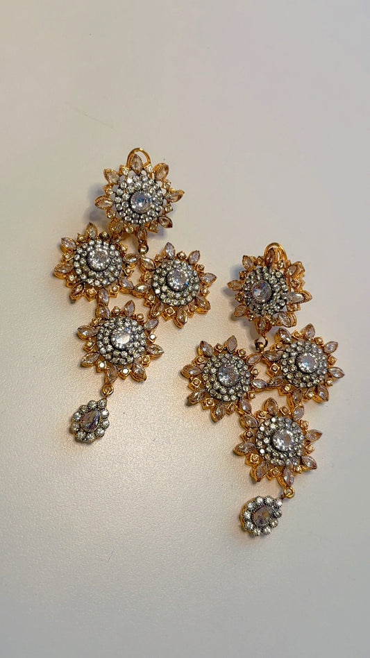 Long oxidised earrings