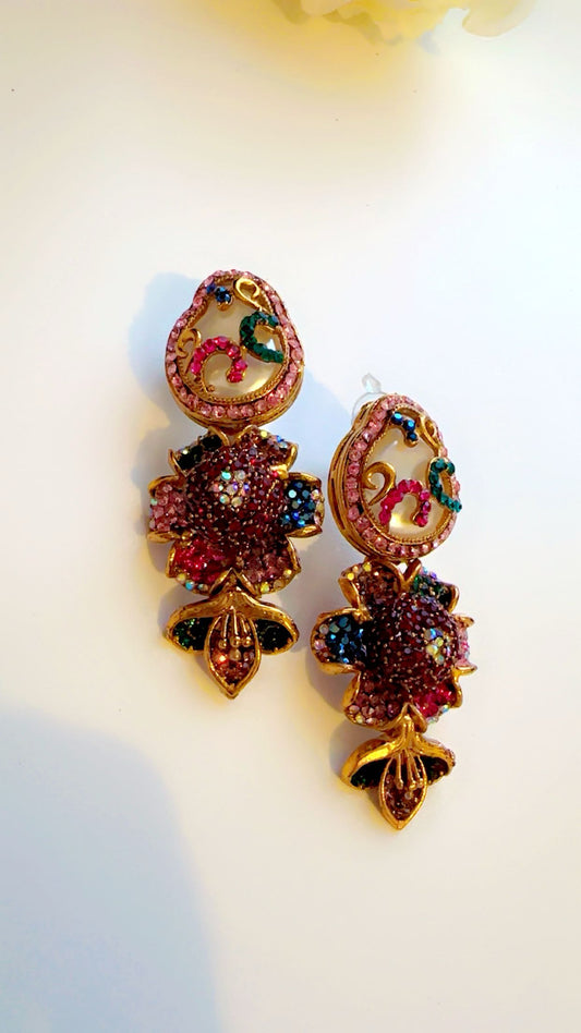 Maroon multi turkish earrings