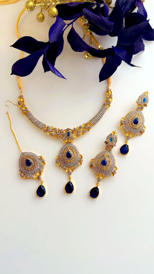 Sapphire blue Zircon necklace set